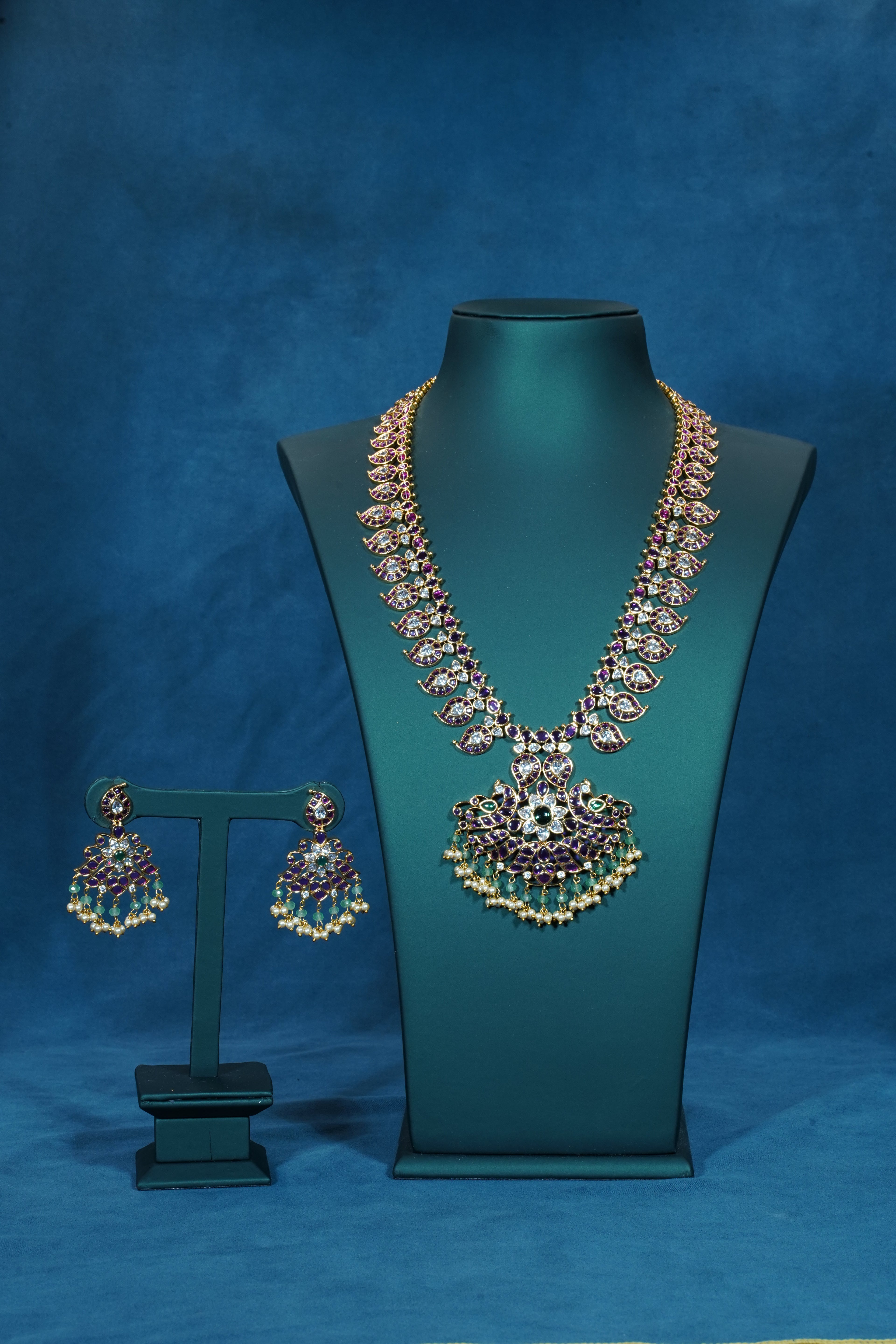 Kemp Mango Floral Peacock Pendant Long Neckace
