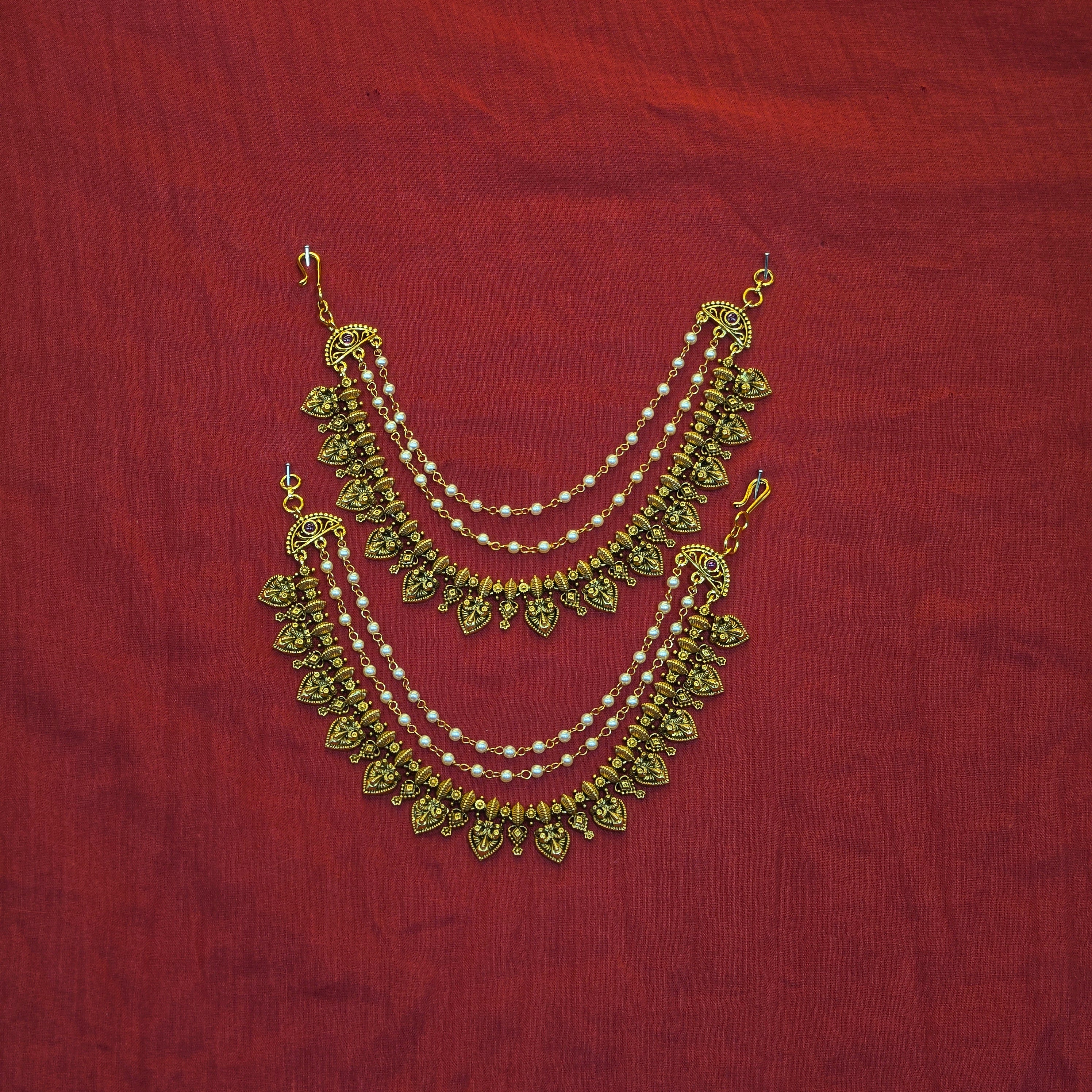 Antique Gold Alike Earchains / Mattal For Weddings
