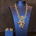 Exquisite Floral Multi Stones Mid Length Necklace