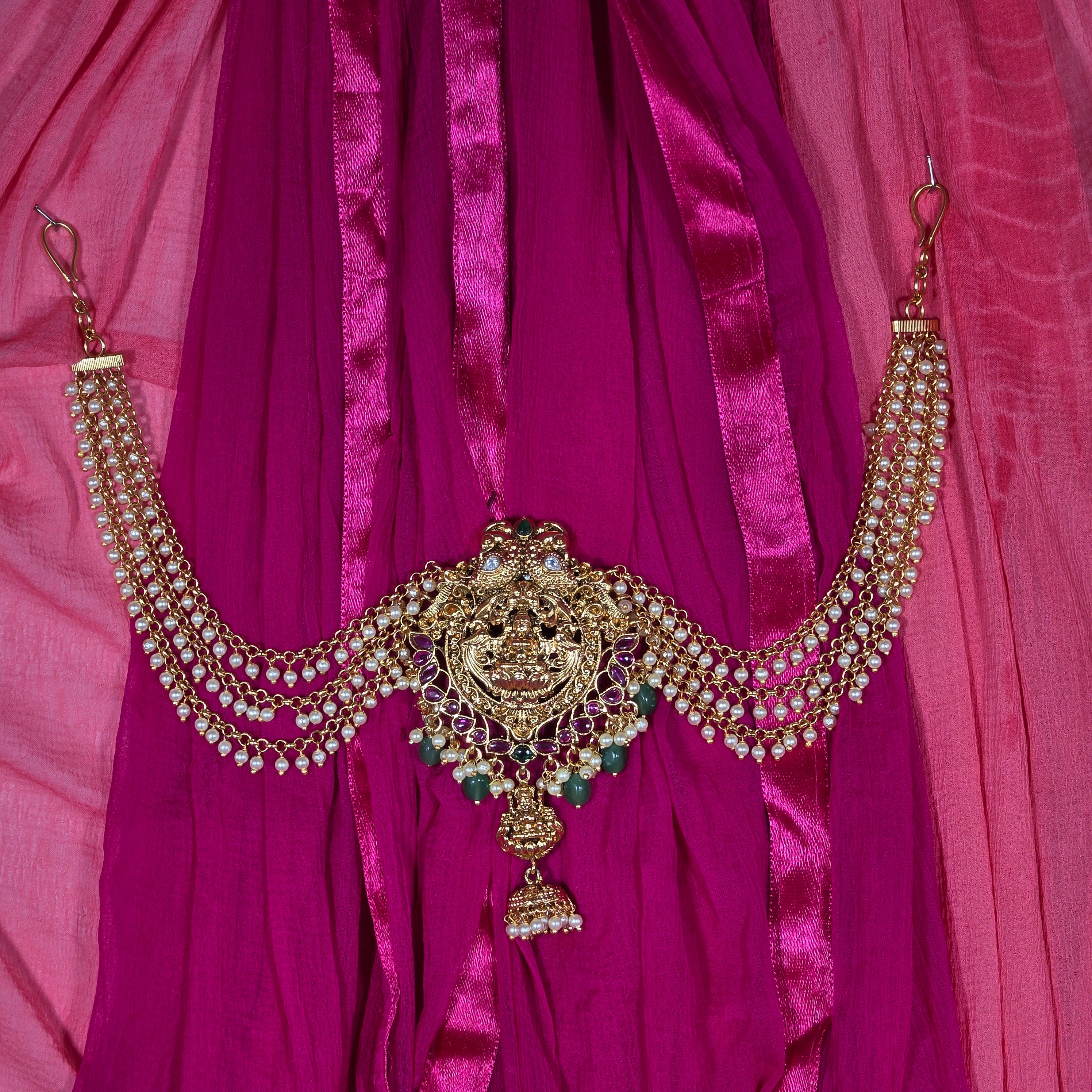 Lakshmi Design Jadabilla with Pearl Earchains