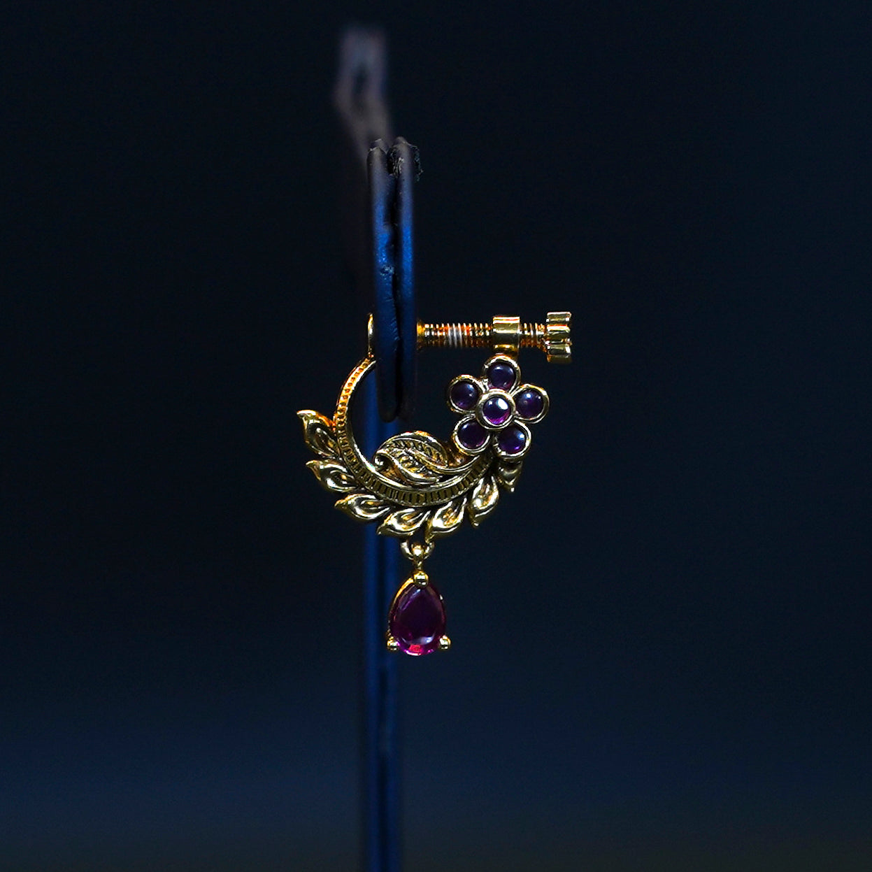 Gold Alike Peacock Design Left Side Nosepin
