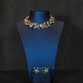 AD Multi Stones Floral Leaf Design Choker Necklace