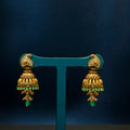 Gold Alike Mango Design Jhumukas with Mintgreen Beads