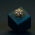 Gold Alike White Floral Finger Ring