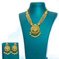Gold Alike Lakshmi Pendant Short Necklace with Pearls