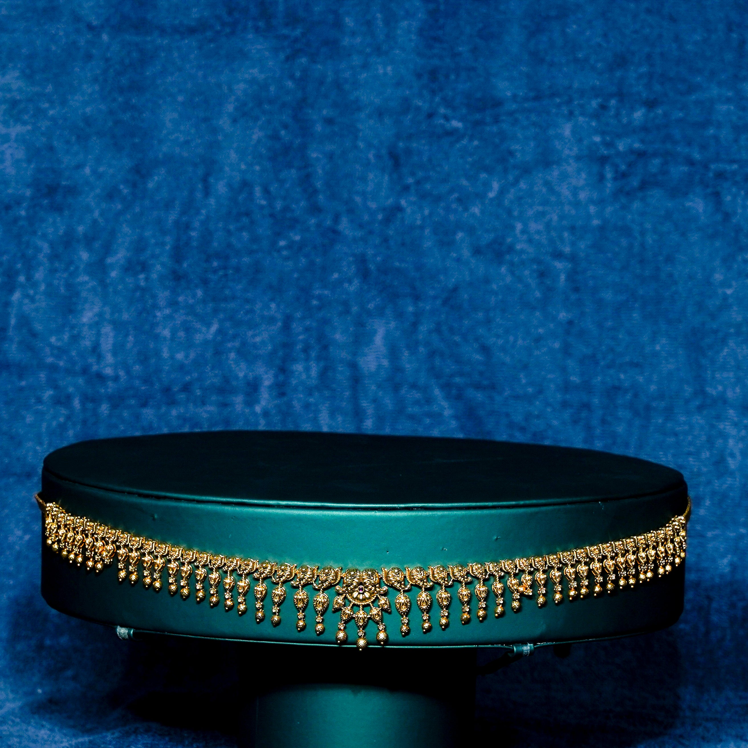 Gold Alike Peacock Hip Chain with Gold Beads