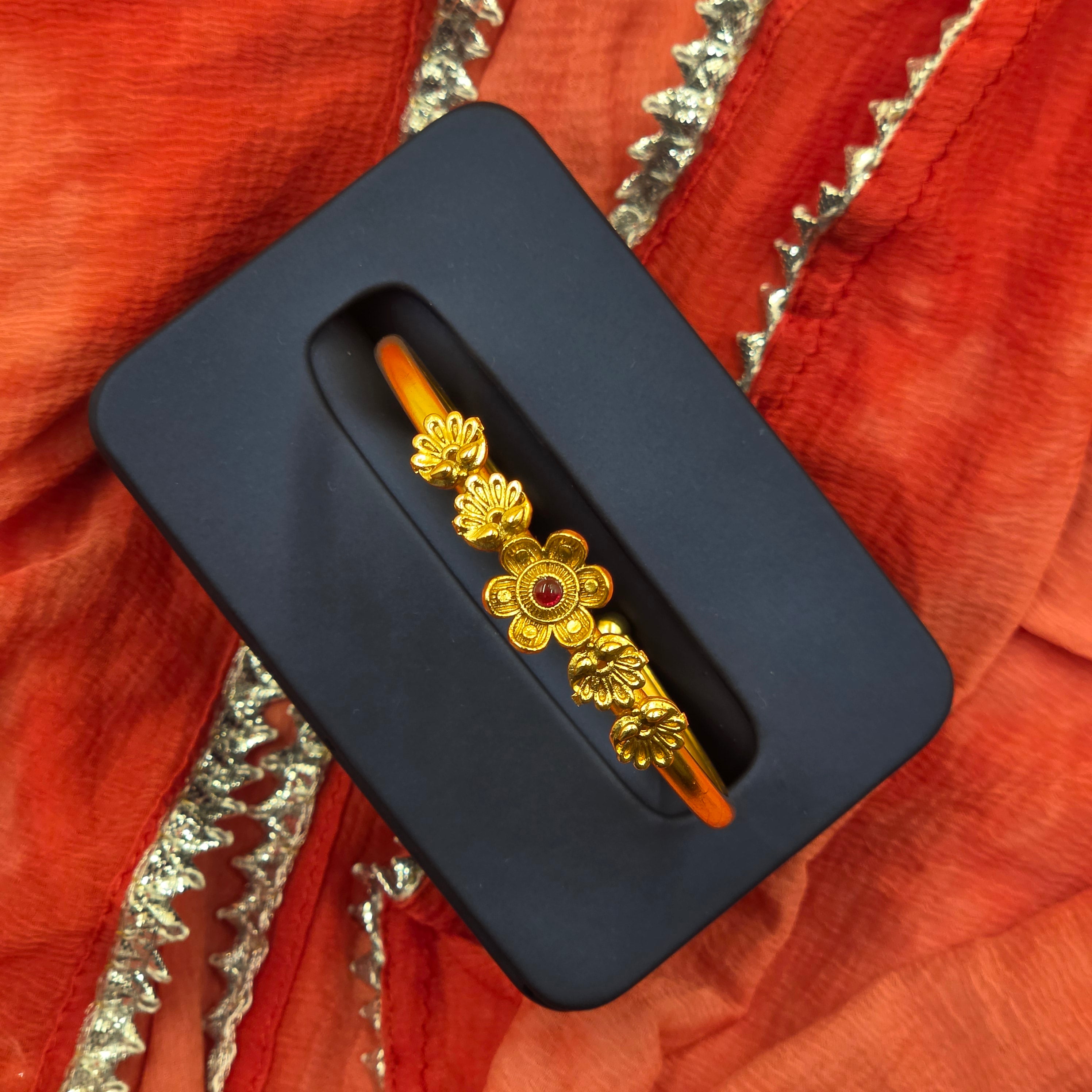 Gold Alike Floral Design Kada / Bracelet