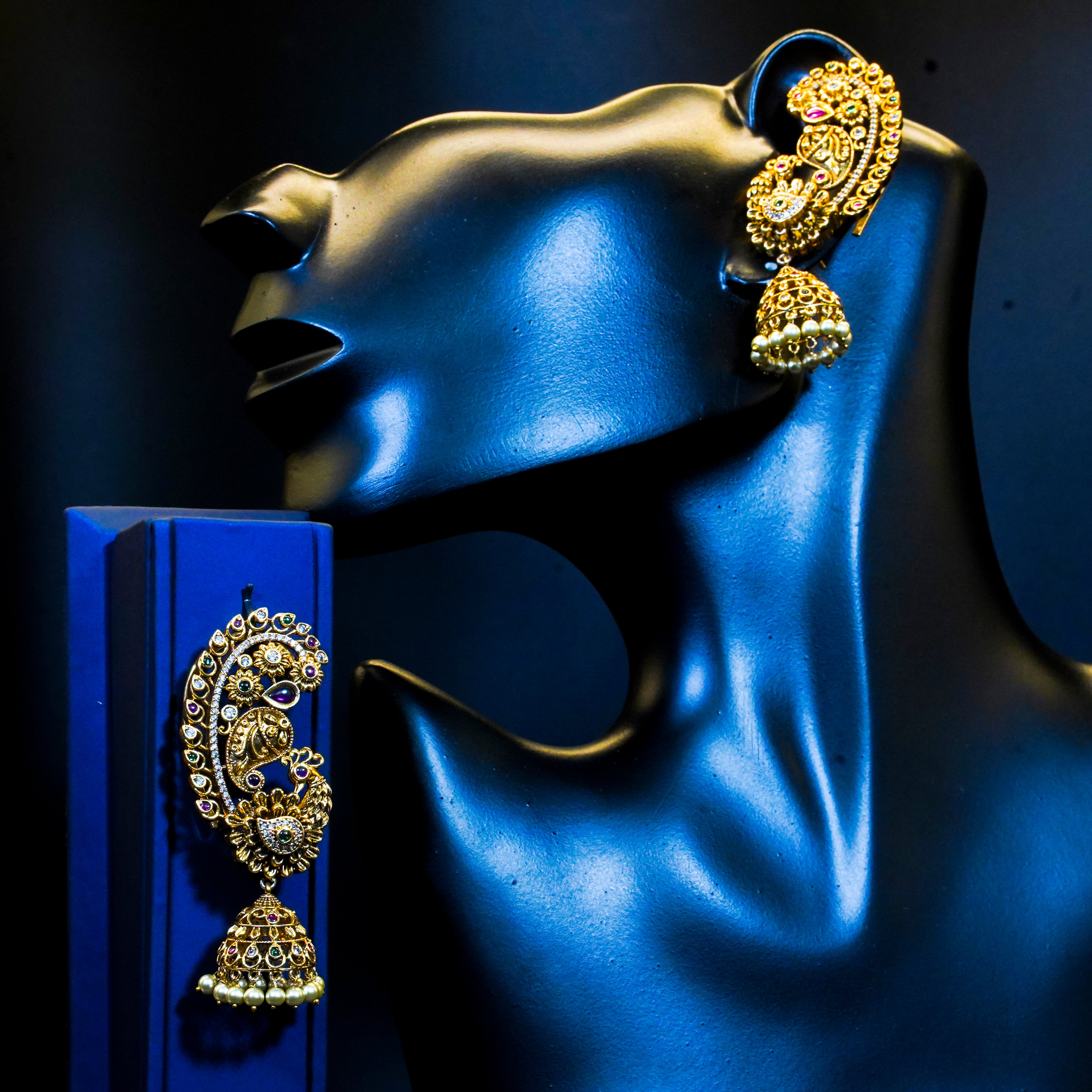 Radiant Peacock Design Earcuff