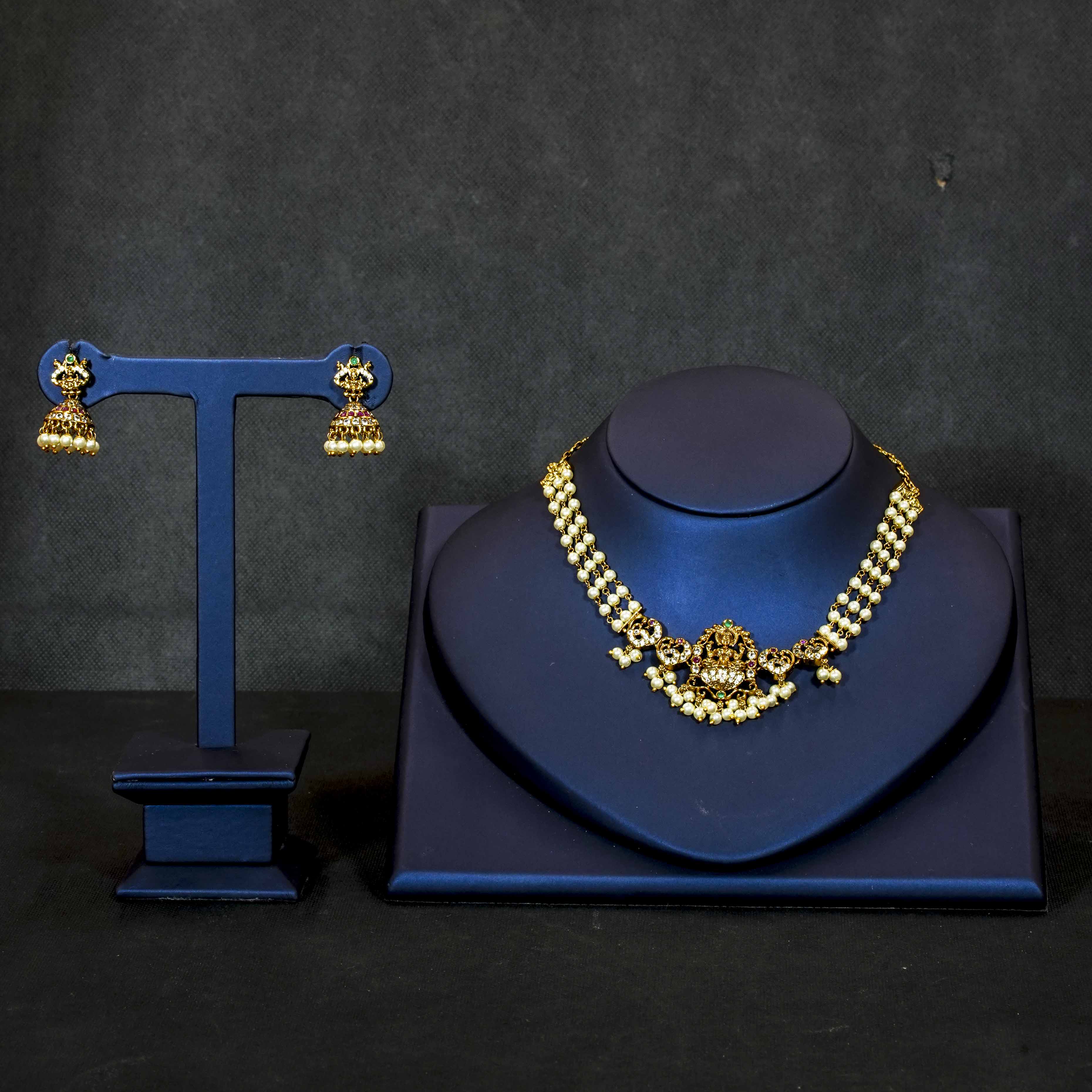 Elegant Lakshmi Peacock Pearl Choker Necklace