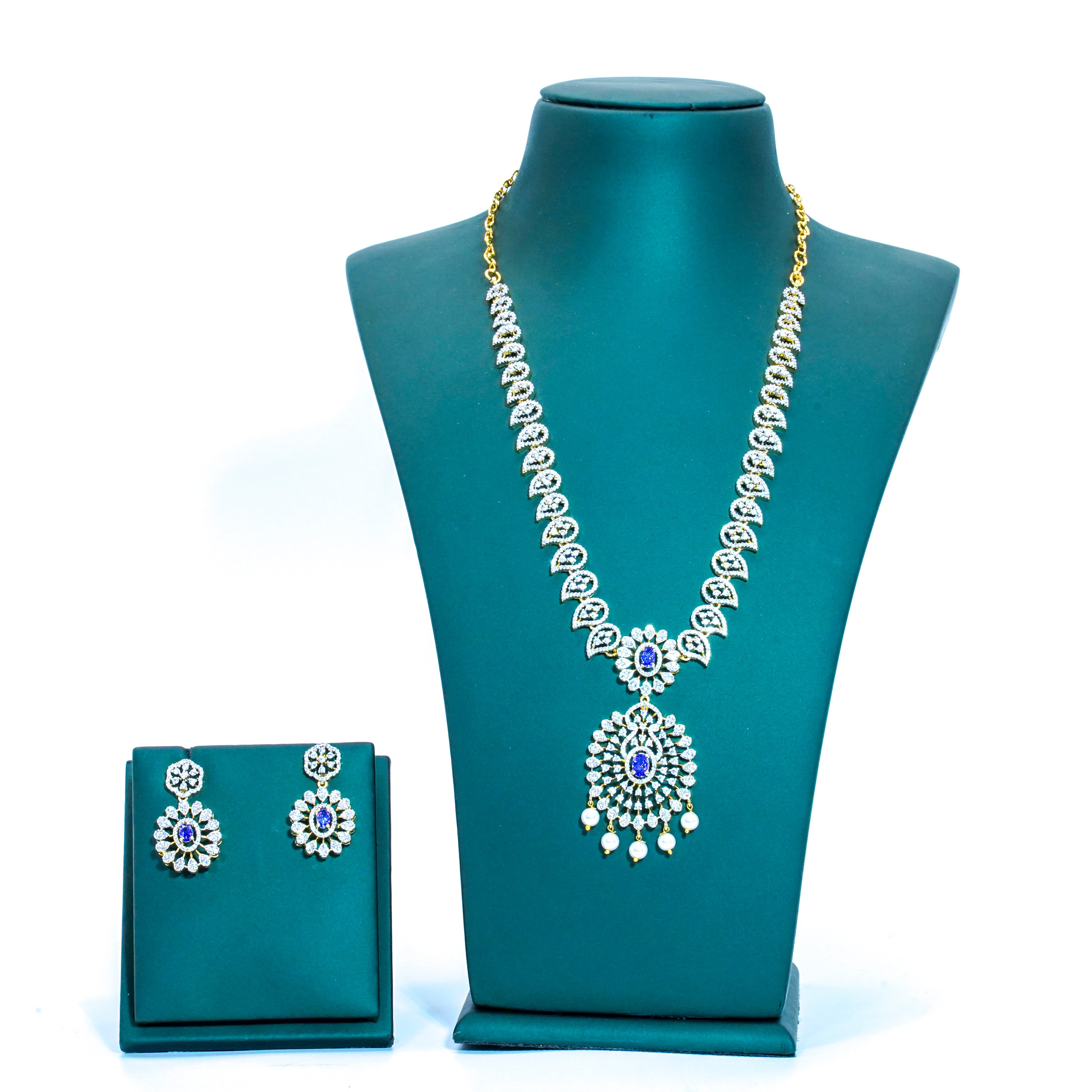 American Dimond Mango Design Purple Stones Short Necklace