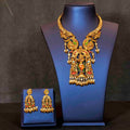 Flute Krishna Enamel Painted Mid Length Necklace