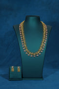 Floral Bottu Lakshmi Peacock Design Long Necklace