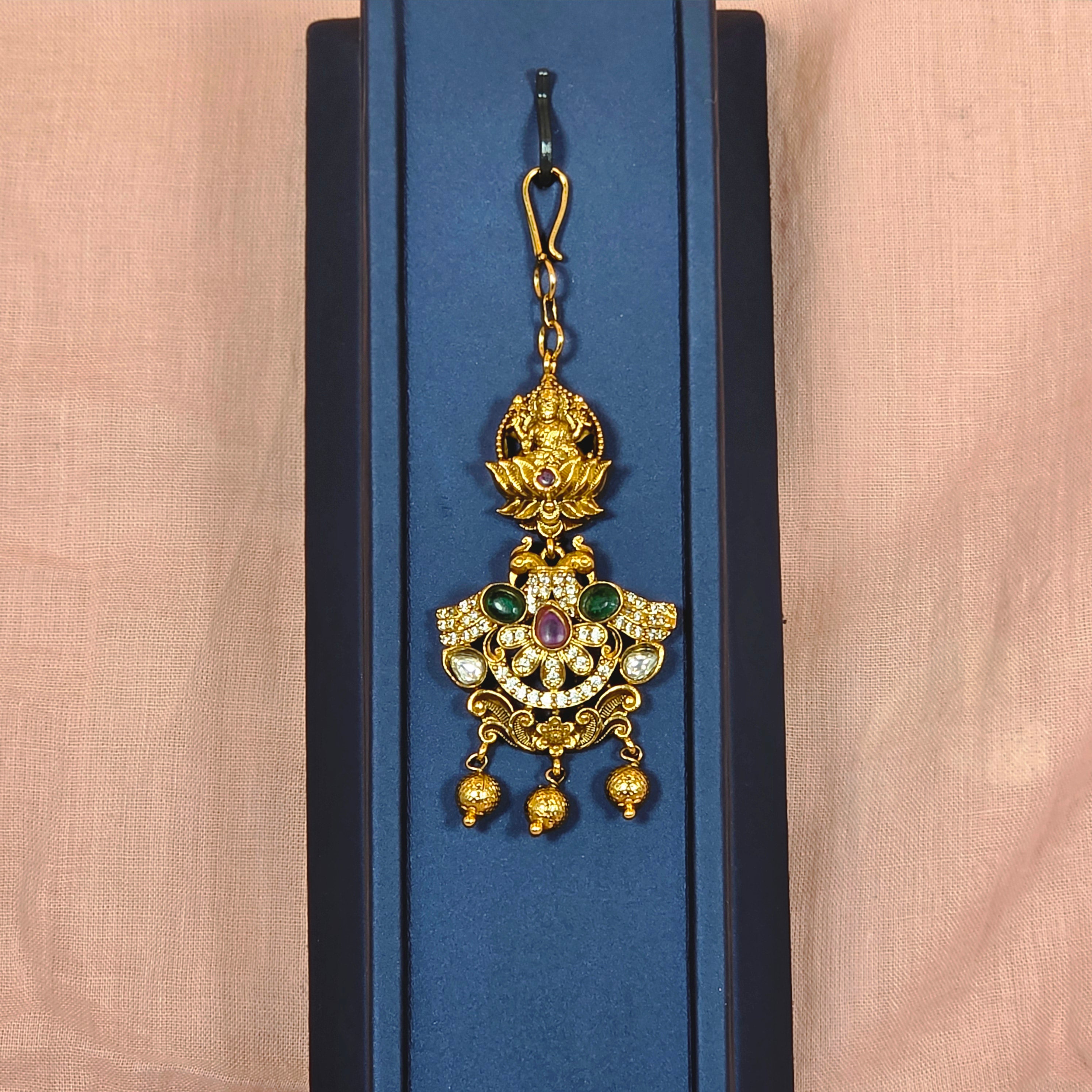 Lakshmi Peacock Design Maangtikka with Multi Stones