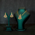 Gold Alike Ruby Stone Pendant Choker Necklace