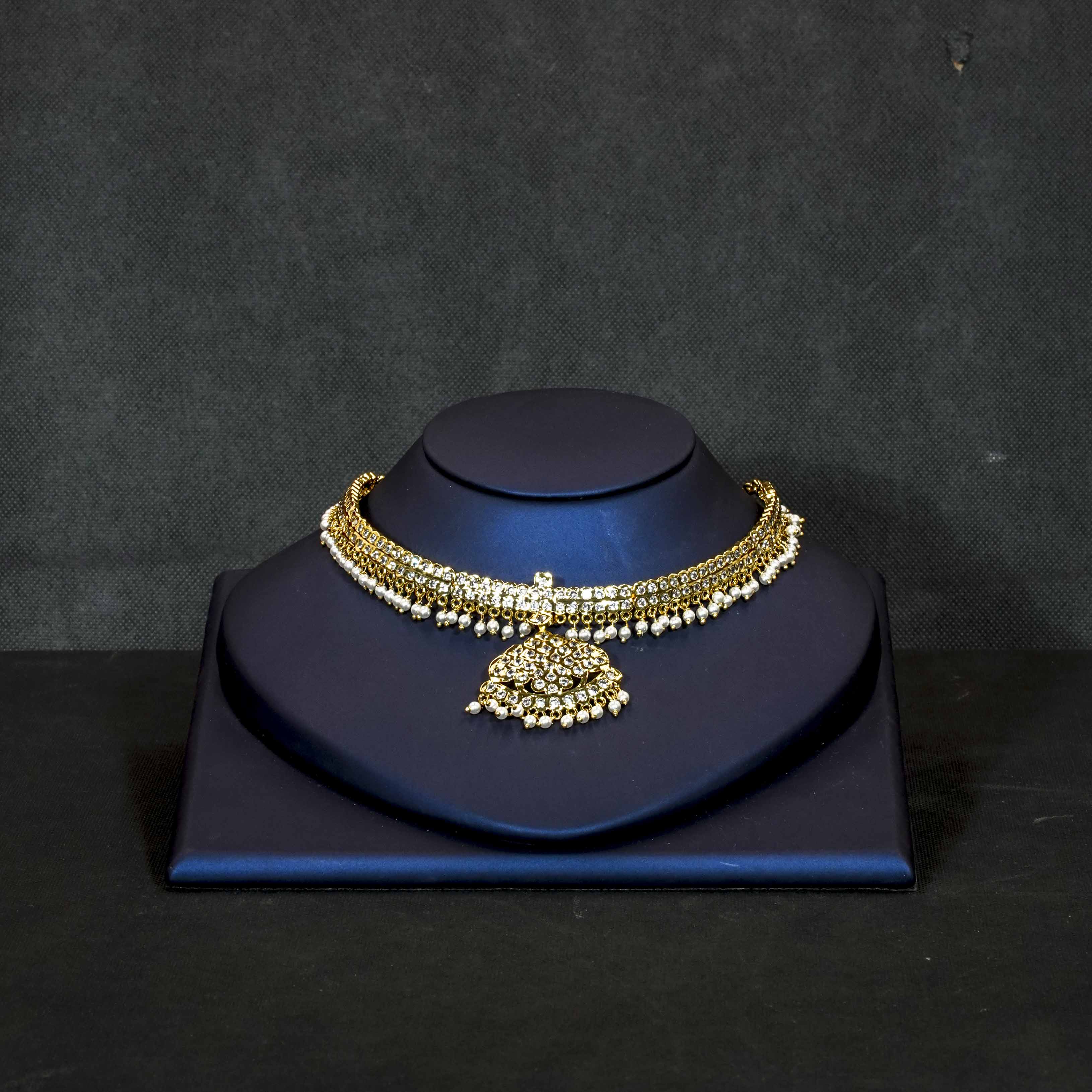 Micro Plated White Stones Choker Necklace