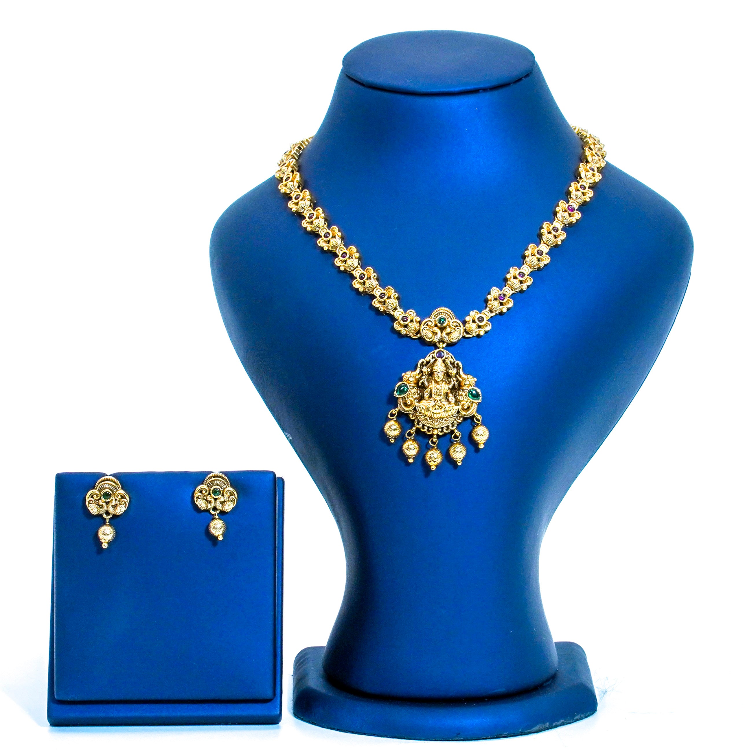 Antique Lakshmi Floral Design Short Necklace