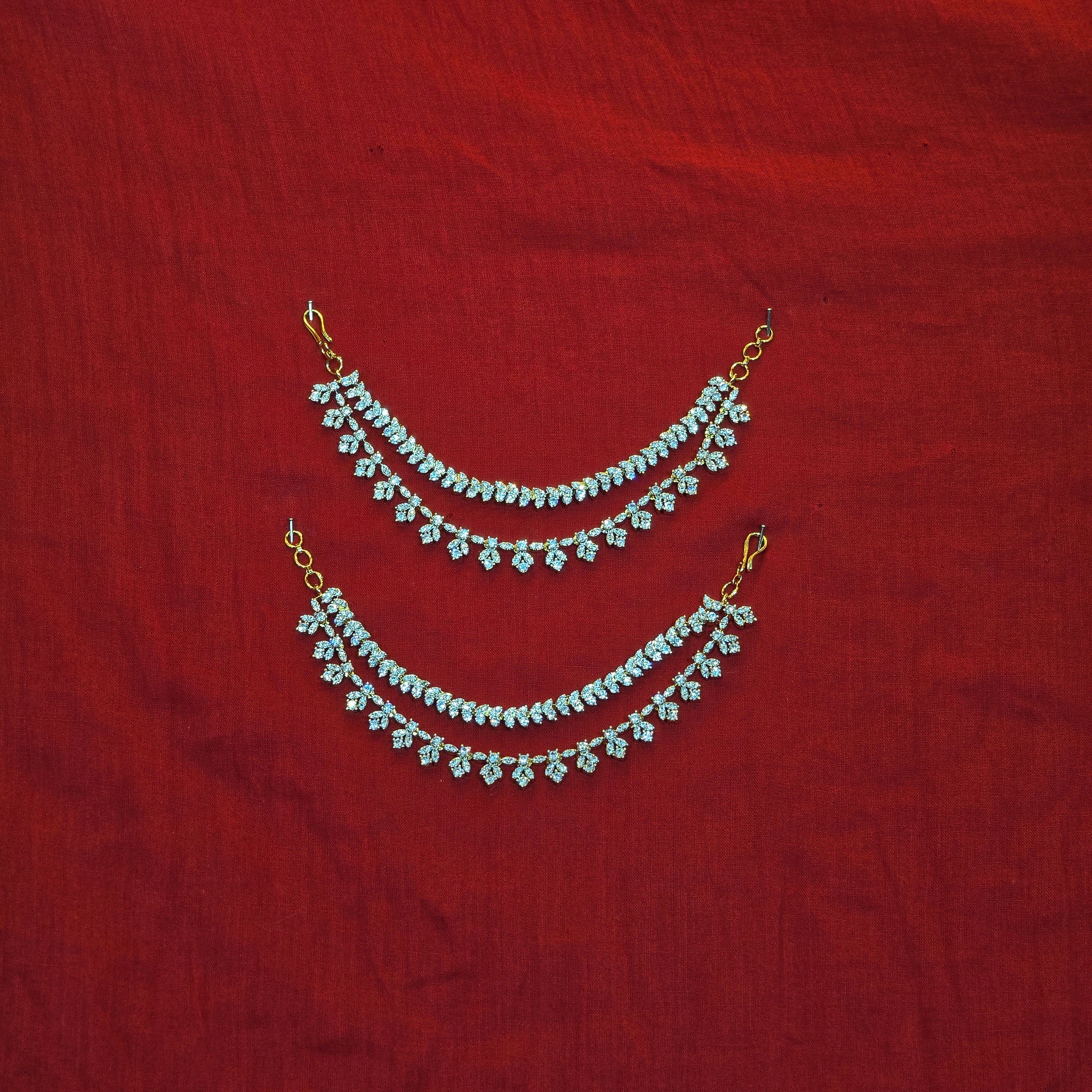 American Diamond Two Layered Earchains / Mattal