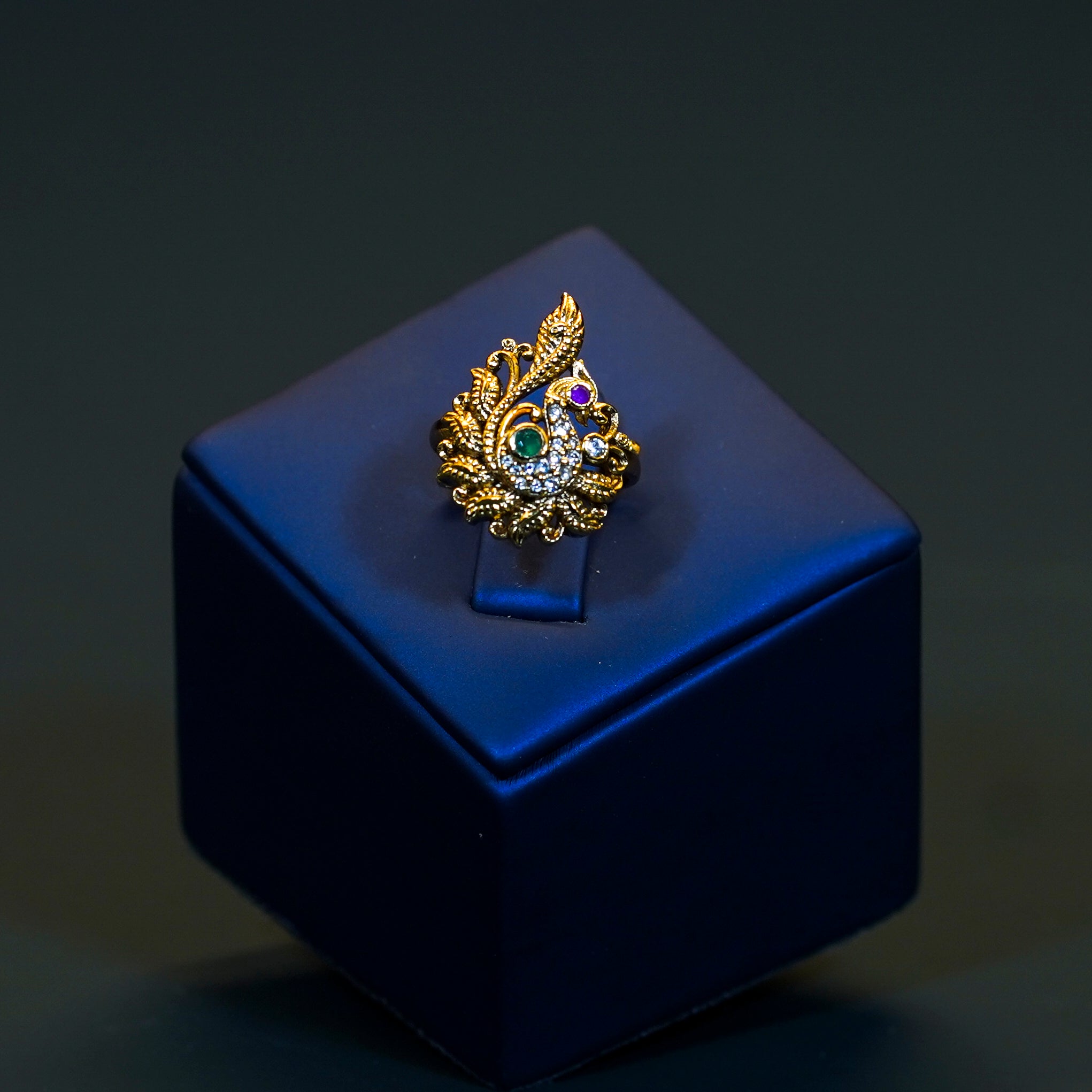 Peacock Multi Stones Finger Ring
