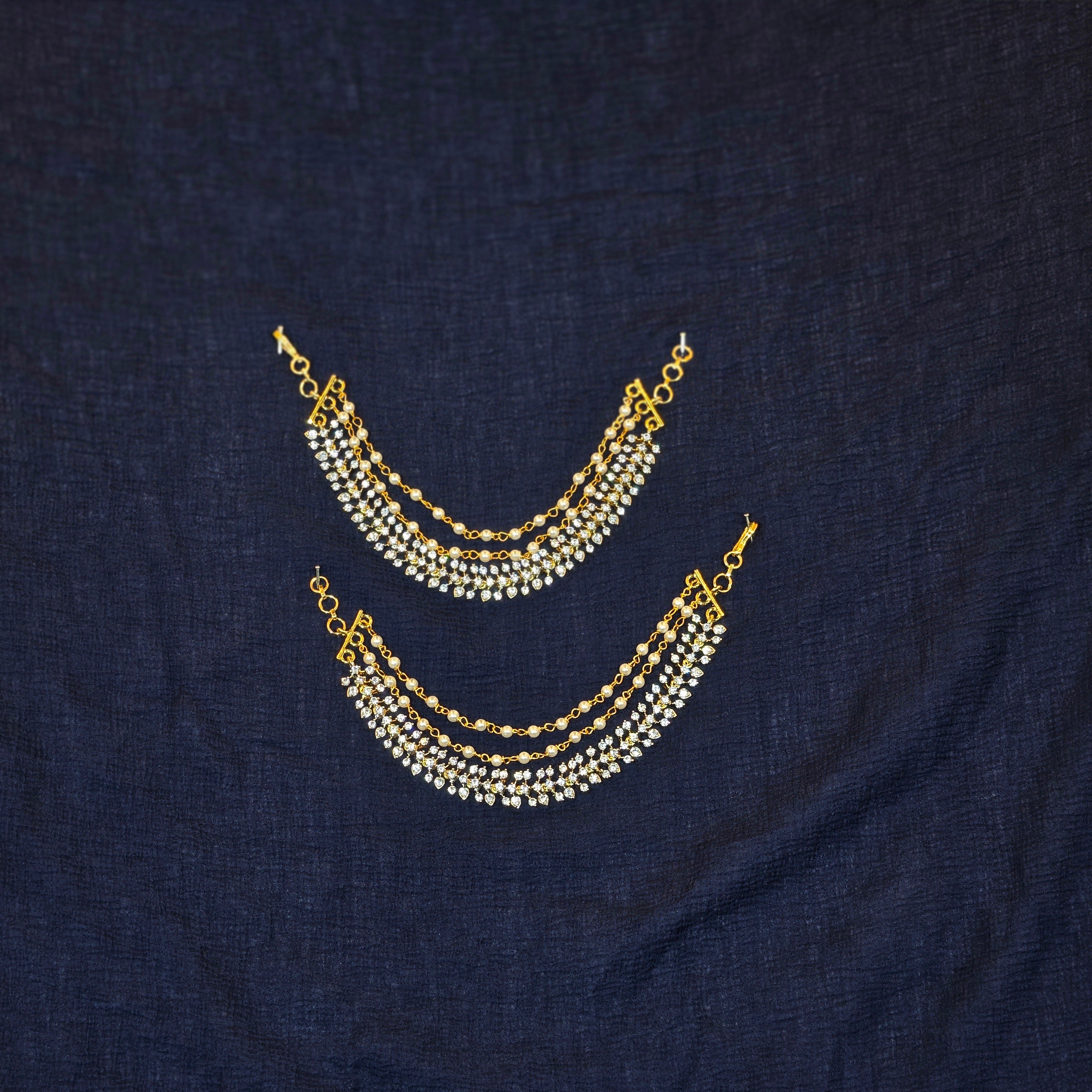 American Diamond Earchains / Mattal with Pearls
