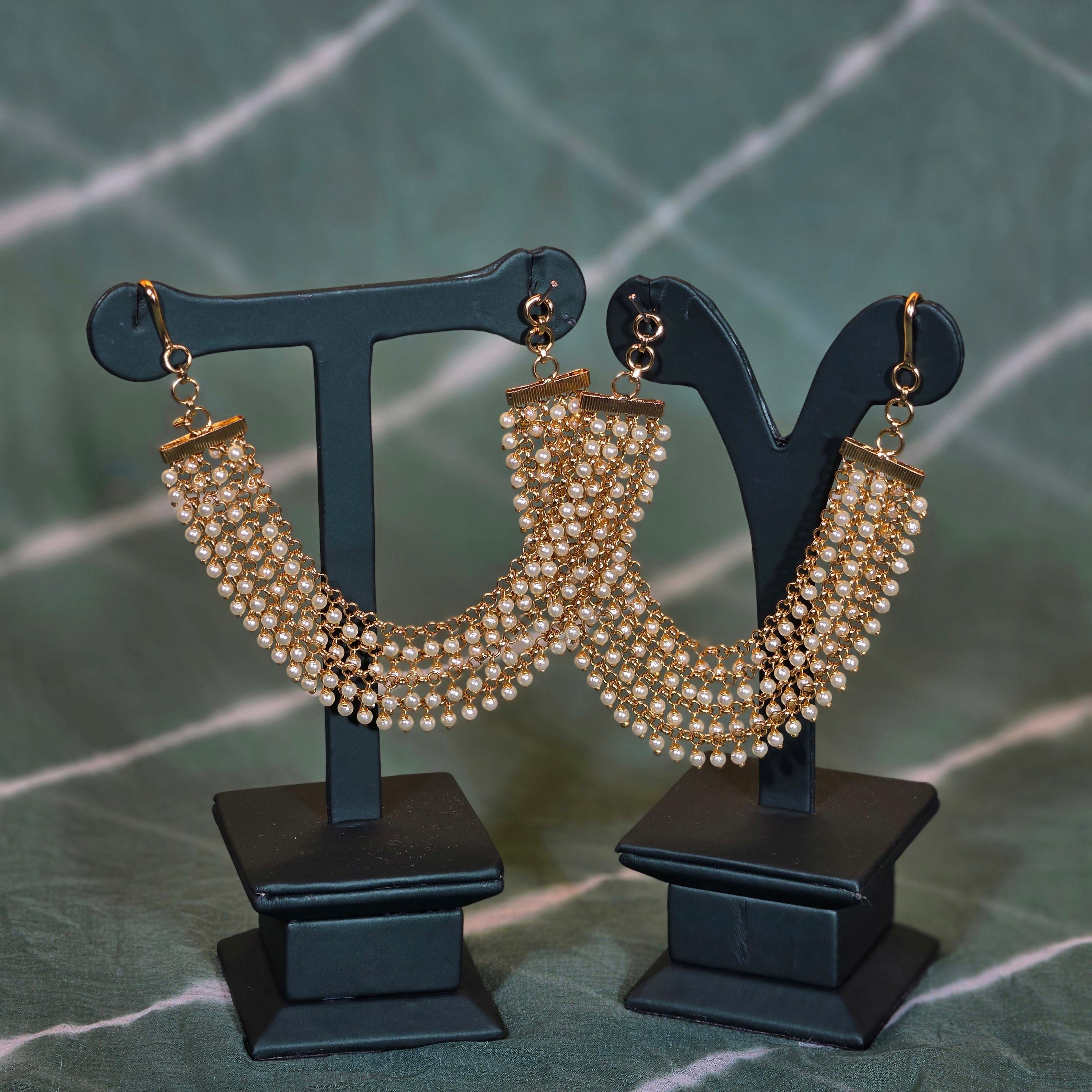 Exquisite Four Layered Pearl Earchains / Mattal