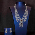 Silver Polished Layered Ruby Stones Mid Length Necklace