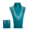 American Dimond Layered Purple Stones Short Necklace