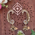 Ear cuff, set with American Diamond stones and peacock motif. Ahankaraka AKEC19.