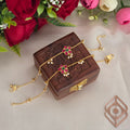Anklets, floral jadau motif and pearls. Ahankaraka AKAN08.