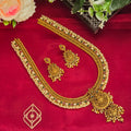 Long necklace, Lakshmi and jalebi coil motifs. Ahankaraka AKLN02.