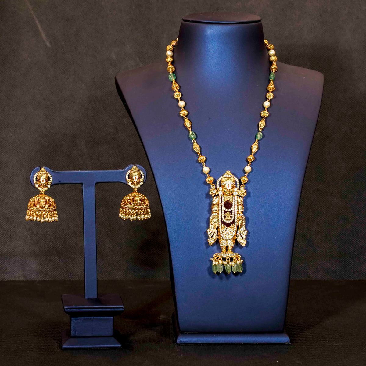 Mid length necklace, set with ruby. Ahankaraka AKMLN04.