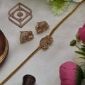 Choker necklace, set with American Diamond stones, elephant motif. Ahankaraka AKCK17.