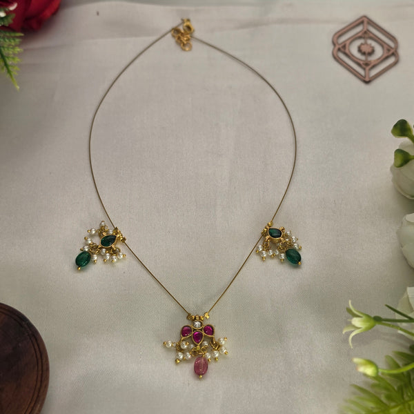 Invisible necklace, floral motif. Ahankaraka AKIN01.