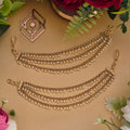 Ear chains, pearl motif and layer. Ahankaraka AKECH05.
