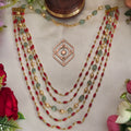 Mid length necklace, set with mint green beads. Ahankaraka AKMLN13.