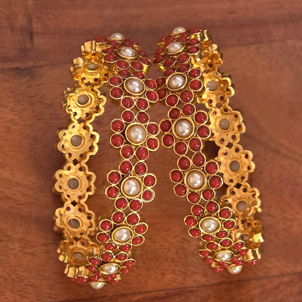 Bangles, coral beads and floral motif. Ahankaraka AKBA67.