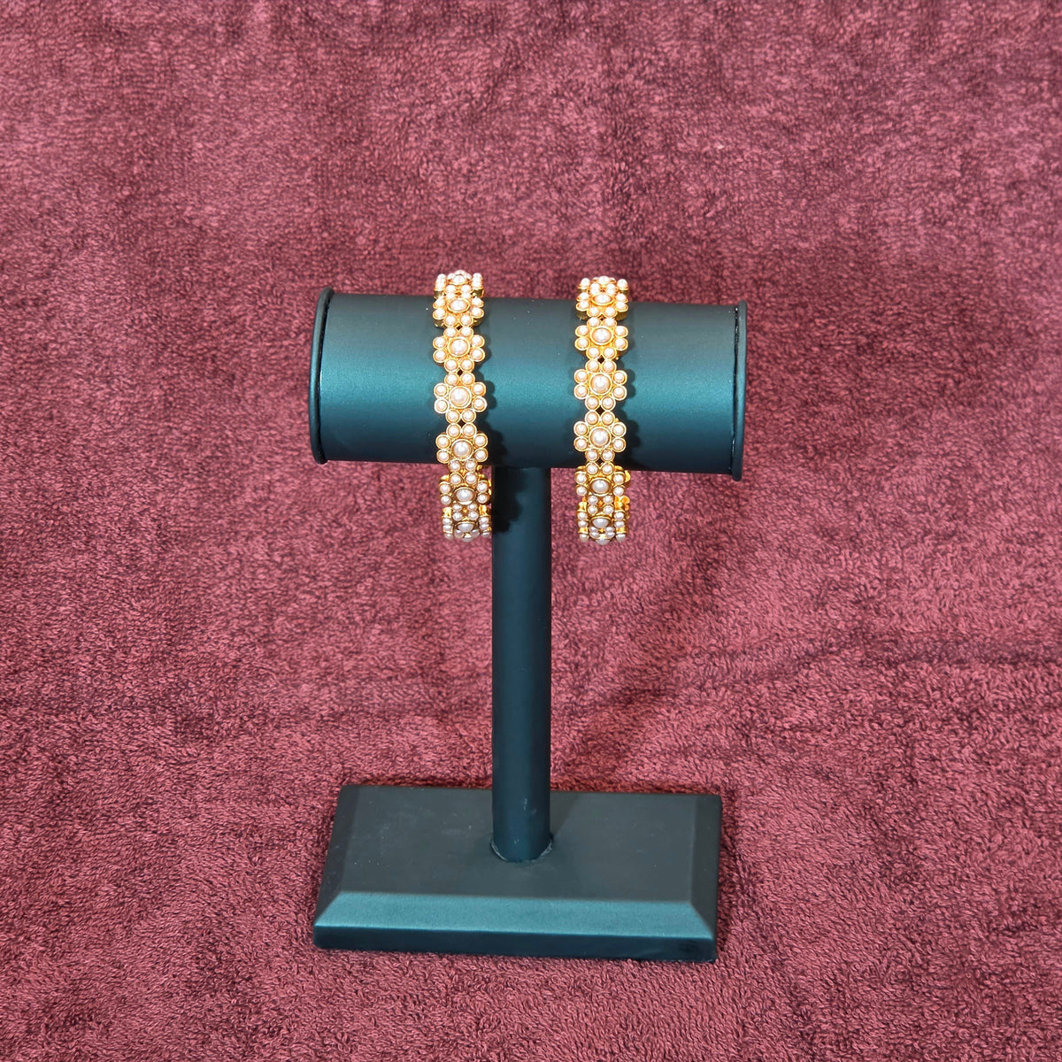 Bangles, set with pearls, floral motif. Ahankaraka AKBA64.