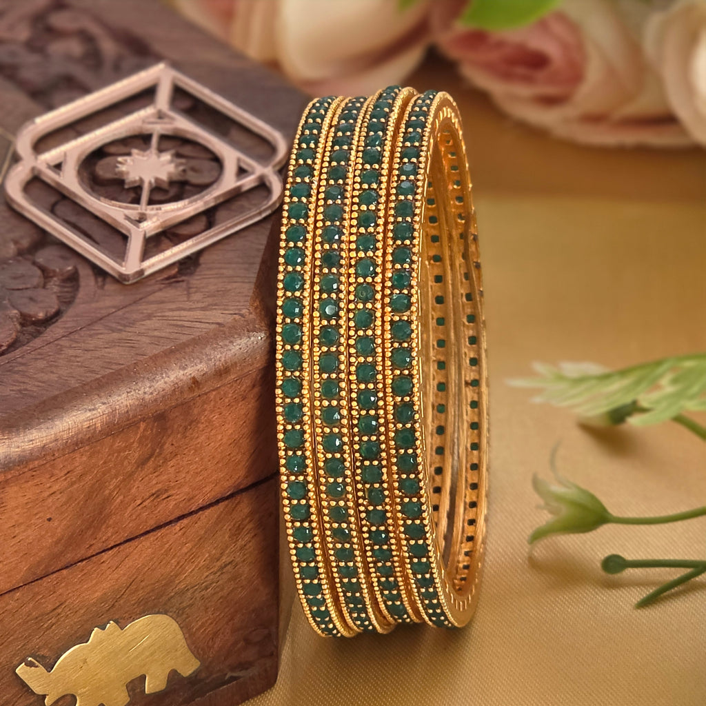 Bangles. green stone. Ahankaraka AKBA76.
