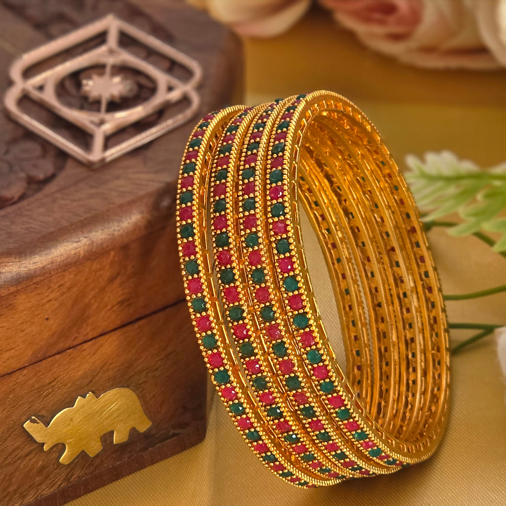 Bangles, set with stones in several colours. Ahankaraka AKBA75.
