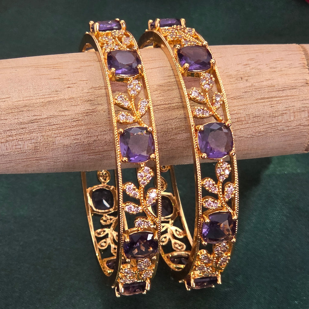 Bangles, purple stone and leaf motif. Ahankaraka AKBA03.