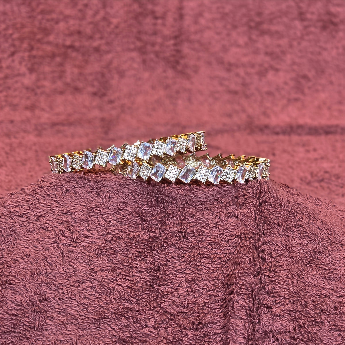 Bangles, set with white stones. Ahankaraka AKBA01.
