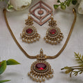 Choker necklace, set with ruby. Ahankaraka AKCK08.