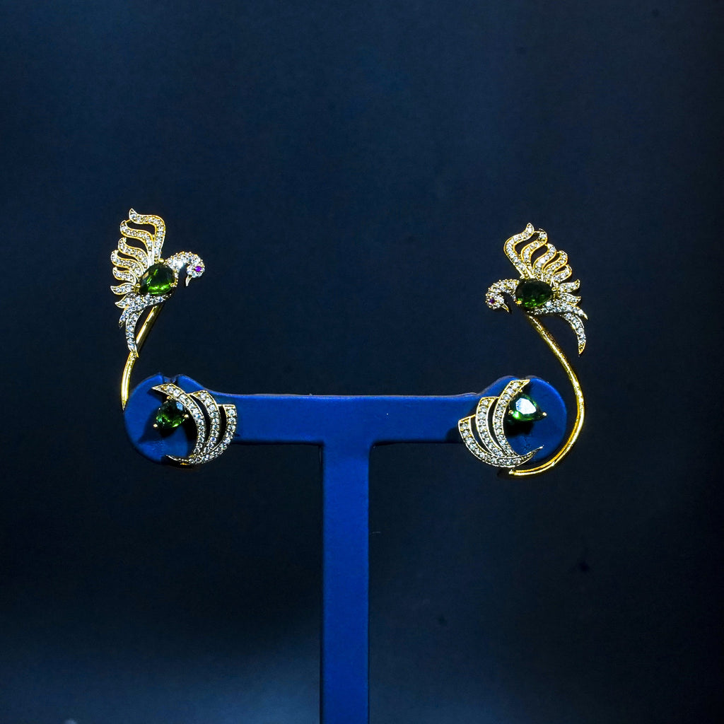 Ear cuff, peacock motif. Ahankaraka AKEC15.