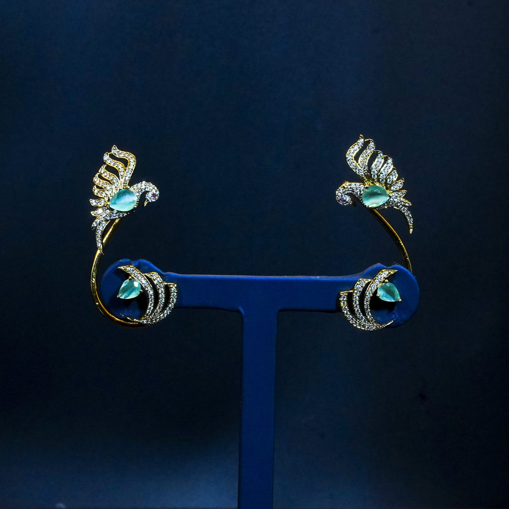 Ear cuff, peacock motif. Ahankaraka AKEC17.
