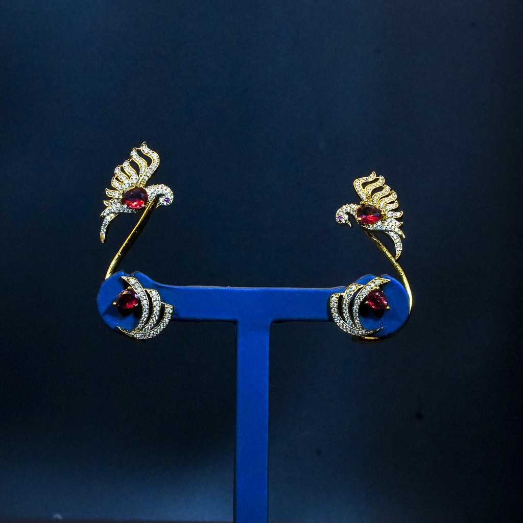 Ear cuff, peacock motif. Ahankaraka AKEC16.