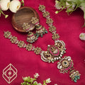 Mid length necklace, set with jadau, Lakshmi and floral motifs. Ahankaraka AKMLN10.
