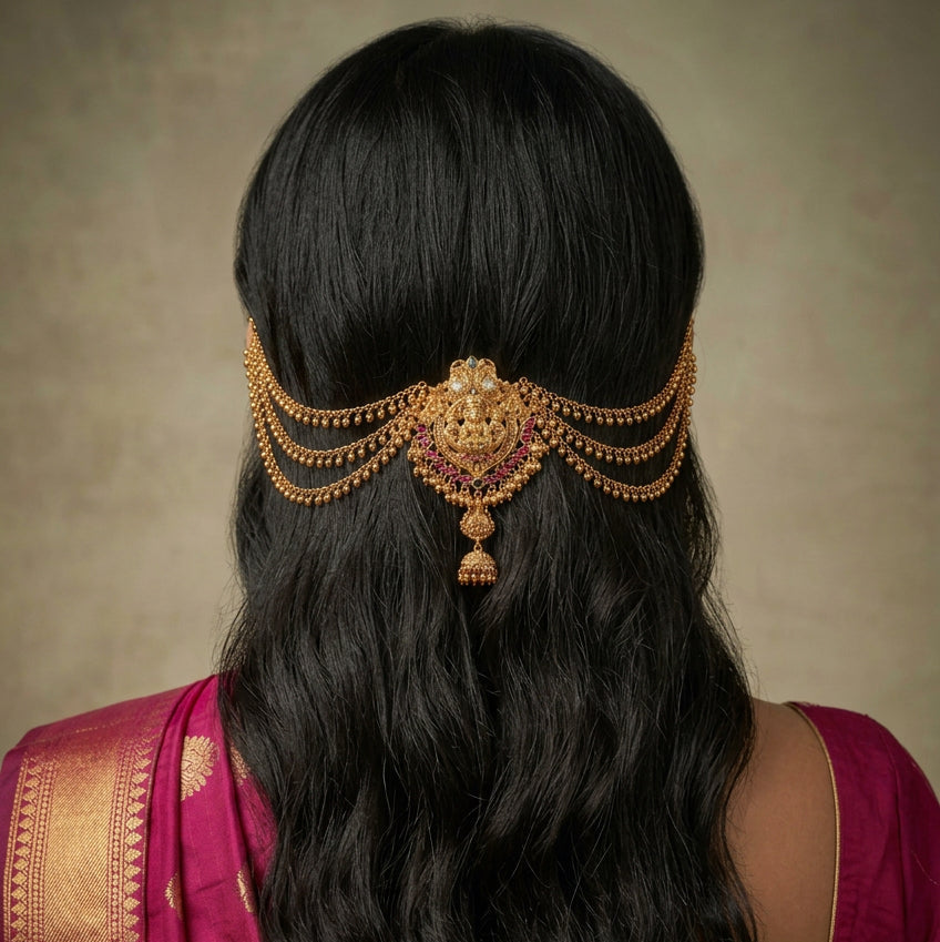 Jadabilla hair ornament, Lakshmi motif. Ahankaraka AKJB03.