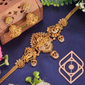 Choker necklace, set with American Diamond stones, Lakshmi and peacock motifs. Ahankaraka AKCK02.