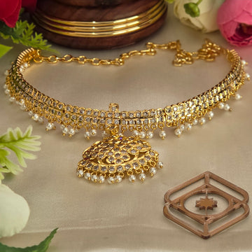Micro Plated White Stones Choker Necklace