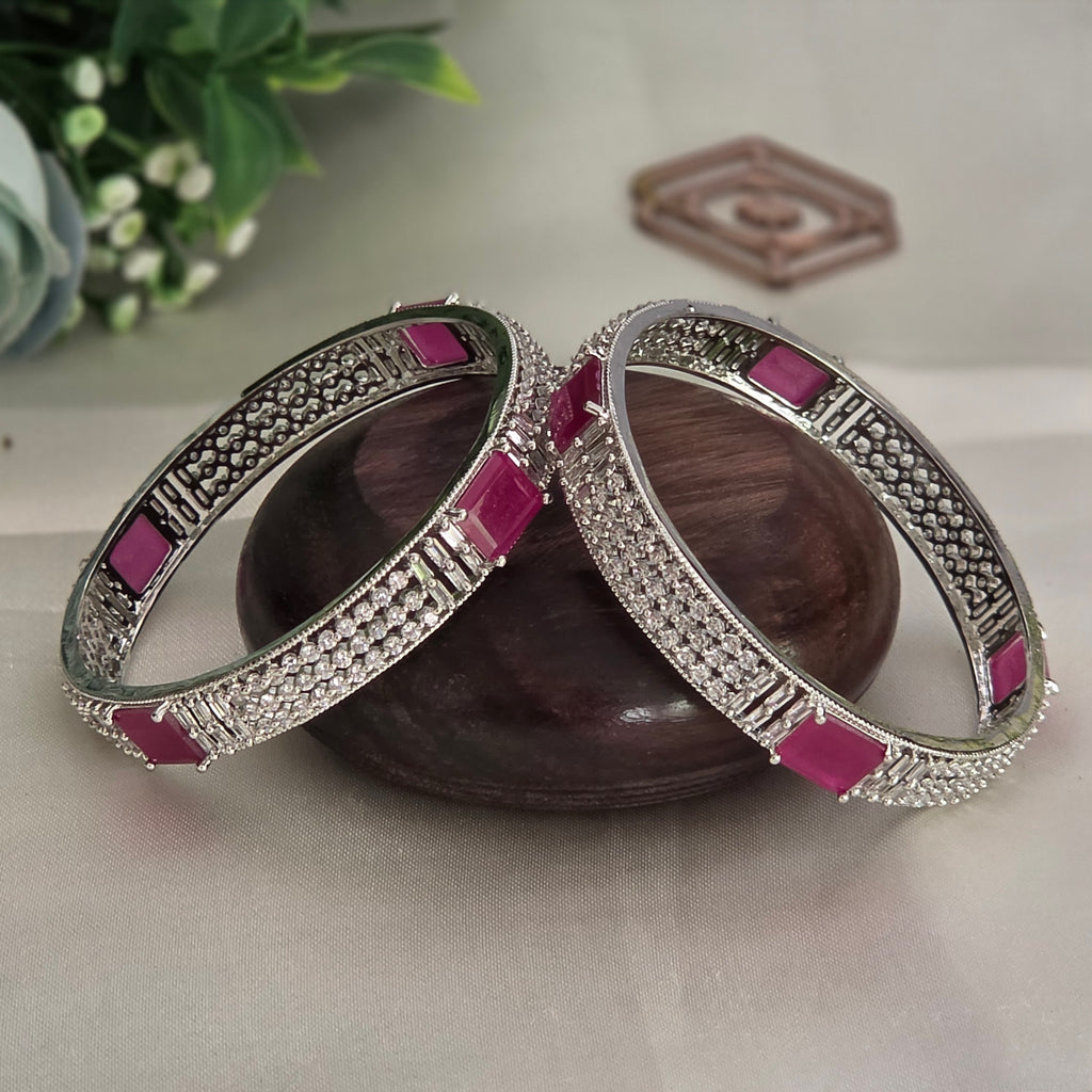 Bangles, set with ruby and white stones. Ahankaraka AKBA48.