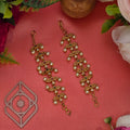 Ear chains. Floral Motif and Pearl Beads. Ahankaraka AKECH15.